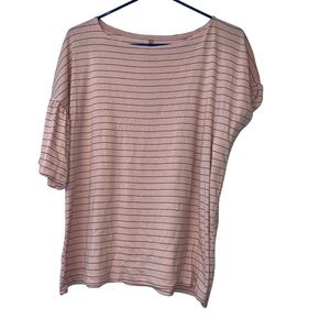 Blue Canoe women’s Striped Pink black Women's ruffled Top sz XL NWT